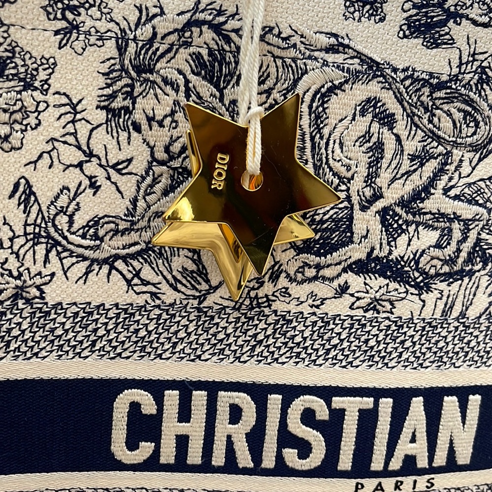 NEW CHRISTIAN DIOR GOLD STAR BAG CHARM KEY CHAIN